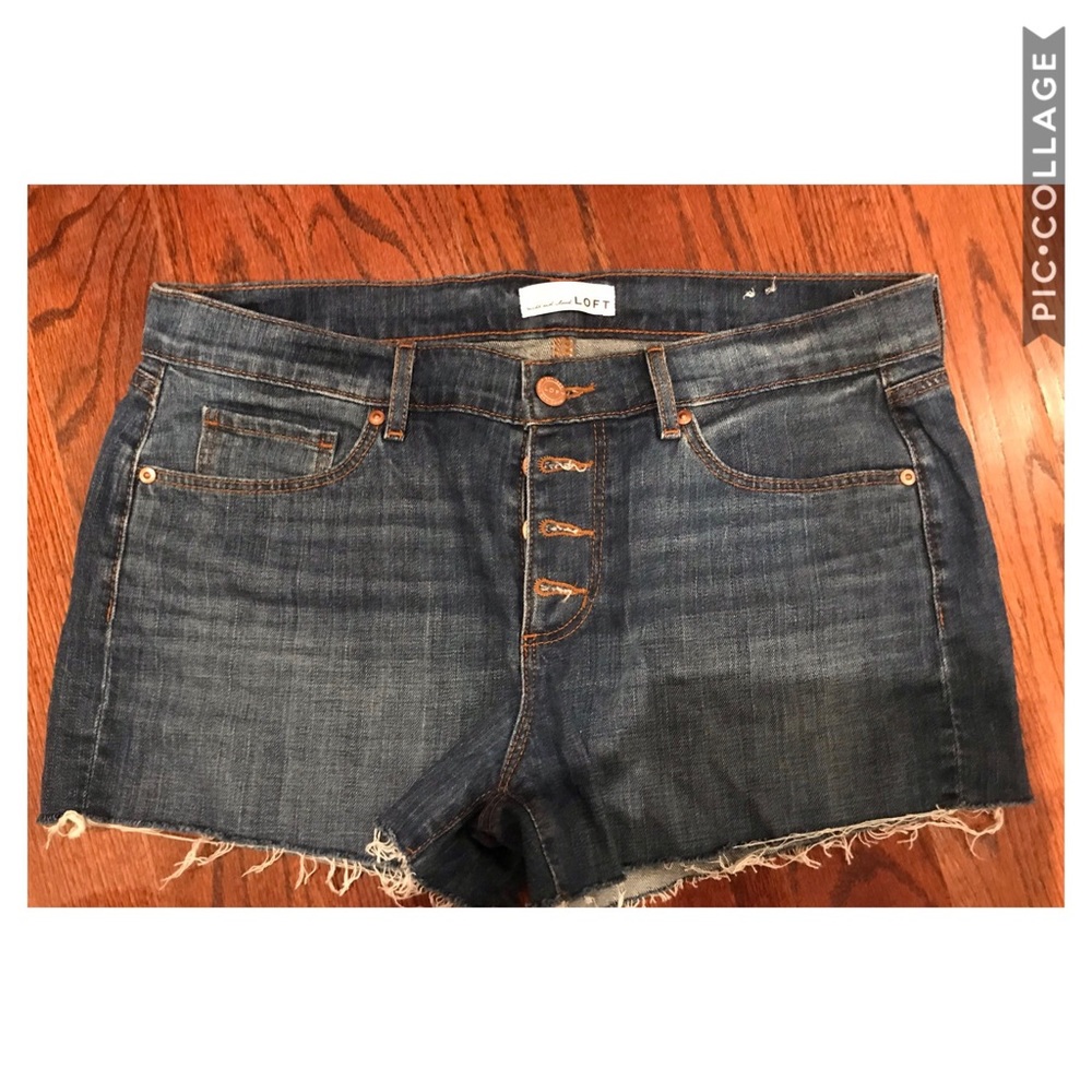 Loft exposed buttons cut off jean shorts